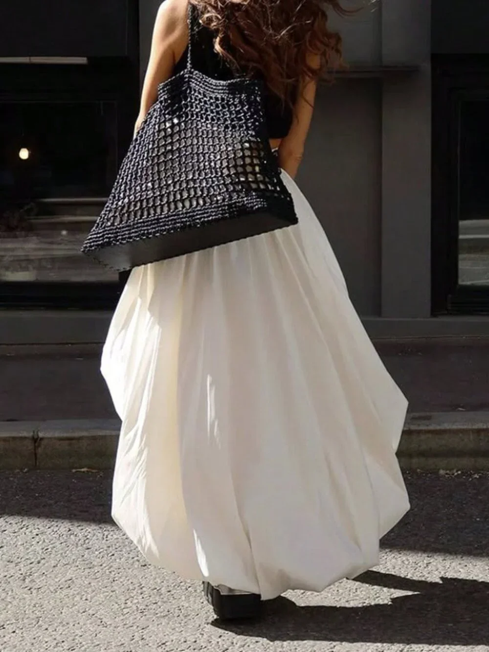 White Sexy Women's High Low Asymmetrical Long Maxi Skirt